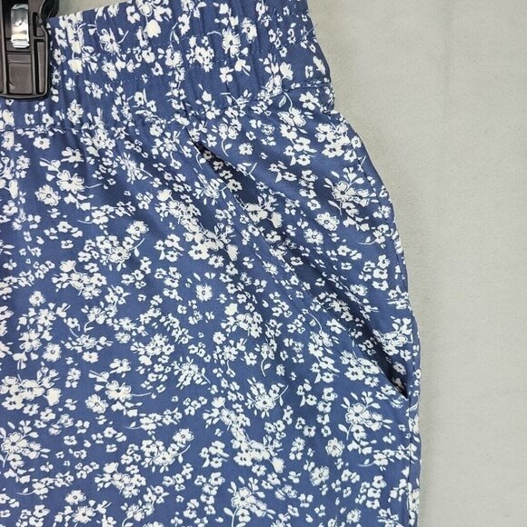 Jessica Simpson Cropped Joggers Womens 2XL Blue Floral Viscose Travel Pull On - Picture 2 of 9